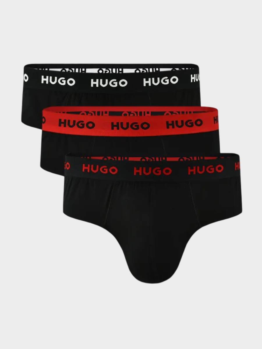 Hugo muške gaće crne 50532570 005 tri para crnih gaća sa logotipom na pojasu