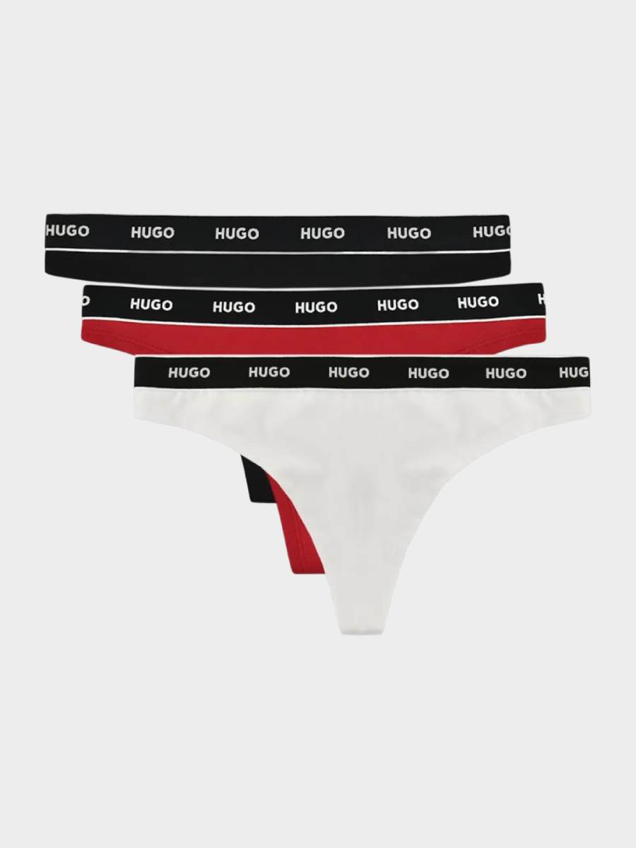 Hugo ženske gaće multicolor 50545680 968 tri para gaća crne crvene i bele boje
