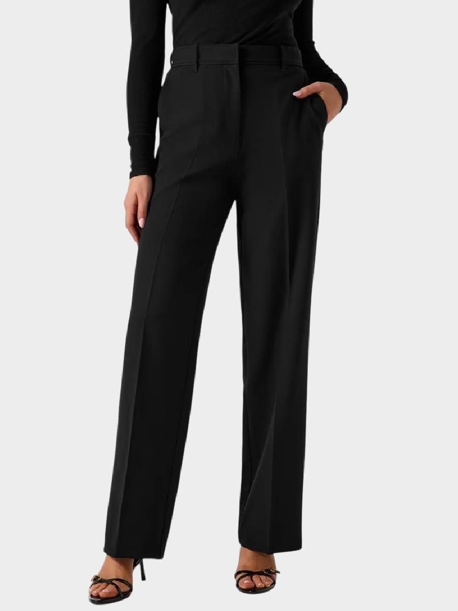 Guess ženske pantalone crne gw6rb04 wj682 jblk crne široke pantalone sa faltama