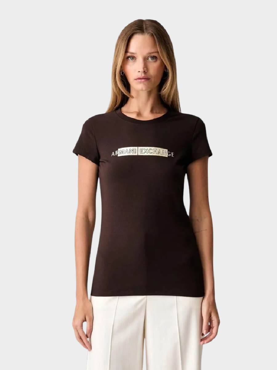 Armani Exchange ženska majica crna ar002811 16294 u6032 - ženska crna majica kratkih rukava sa logo printom