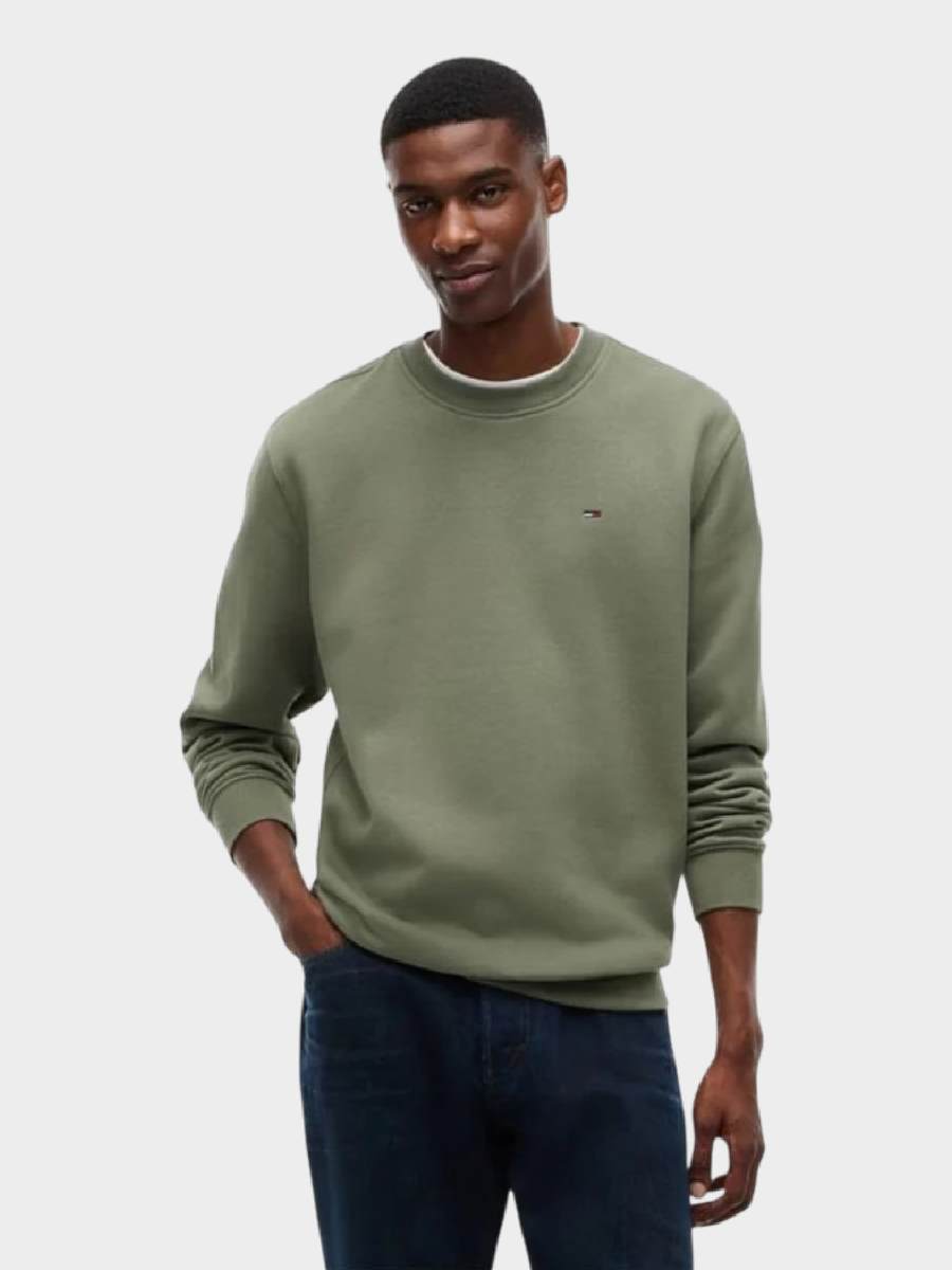 Tommy Hilfiger muški duks zeleni thdm0dm20741 m04 zeleni duks dugih rukava sa okruglim izrezom na modelu