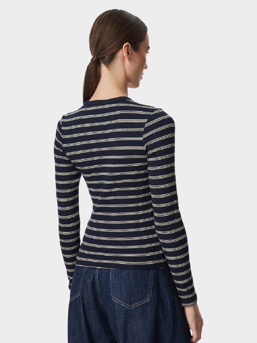 Tommy-Hilfiger-ženska-majica-thdw0dw17387-0x5-02 Tommy Hilfiger ženska majica teget thdw0dw17387 0x5 teget prugasta majica dugih rukava prikazana otpozadi