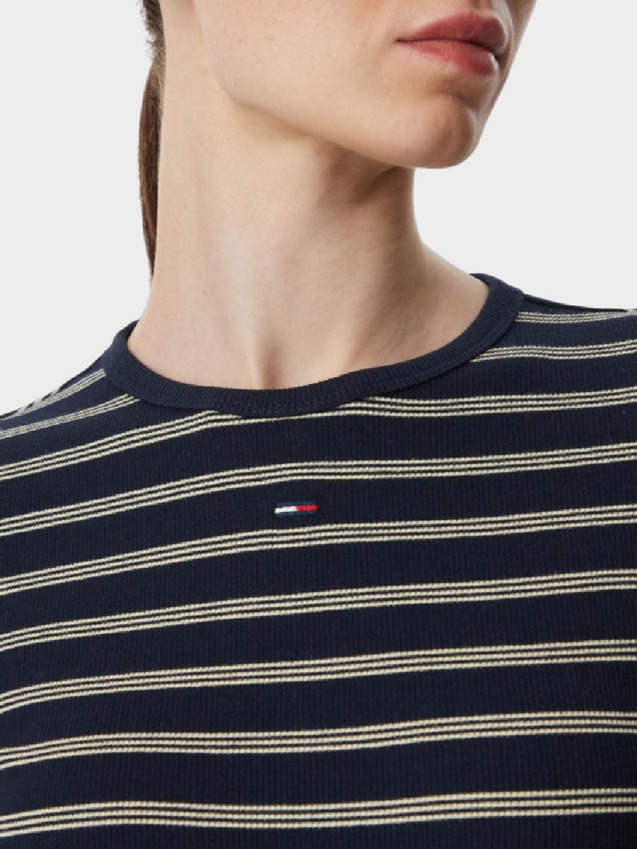 Tommy-Hilfiger-ženska-majica-thdw0dw17387-0x5-03 Tommy Hilfiger ženska majica teget thdw0dw17387 0x5 teget majica sa svetlim prugama i okruglim izrezom